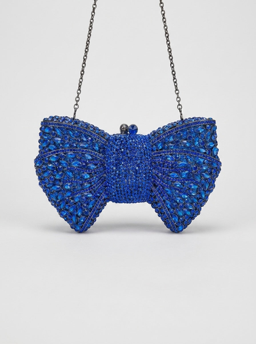 Carmina Crystal Bow Clutch on model