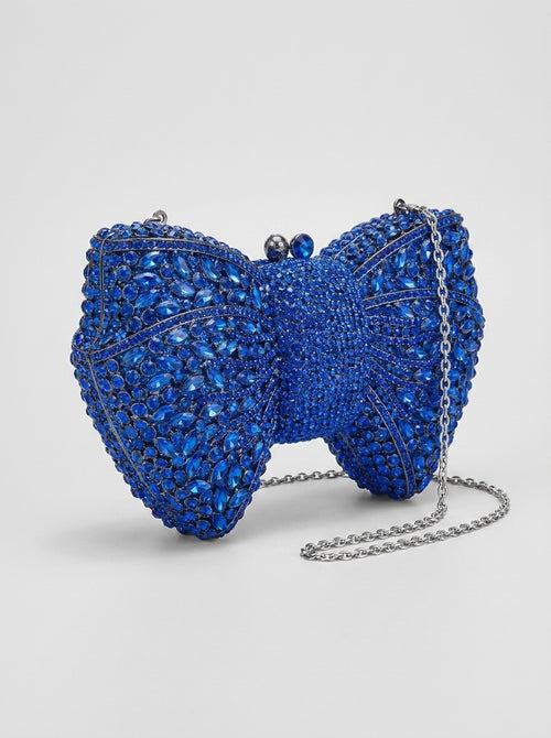 Carmina Crystal Bow Clutch on model