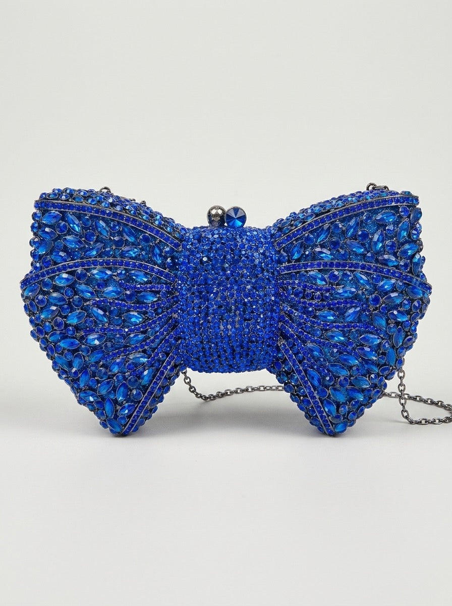 Carmina Crystal Bow Clutch on model