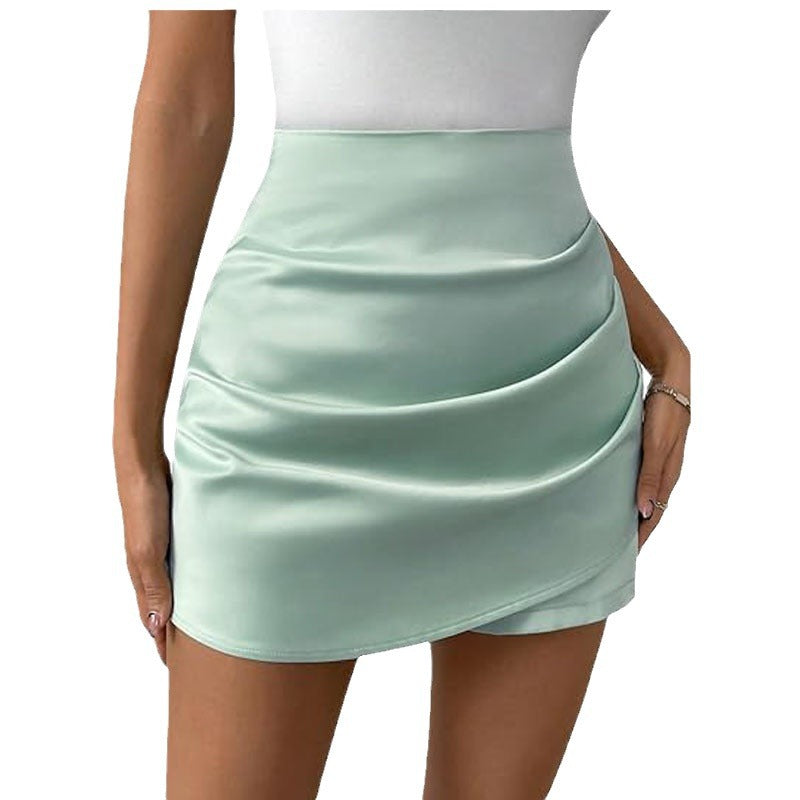 Edda High-Waist Pleated Wrap-Front Shorts