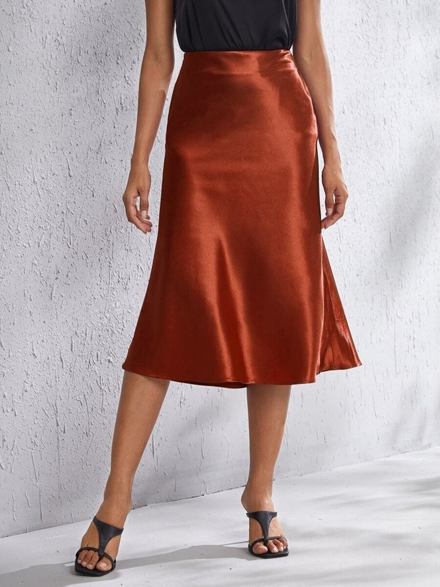 Carlina Satin Slip Midi Skirt