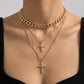 Celeste Layered Cross Necklace on model