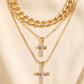 Celeste Layered Cross Necklace on model