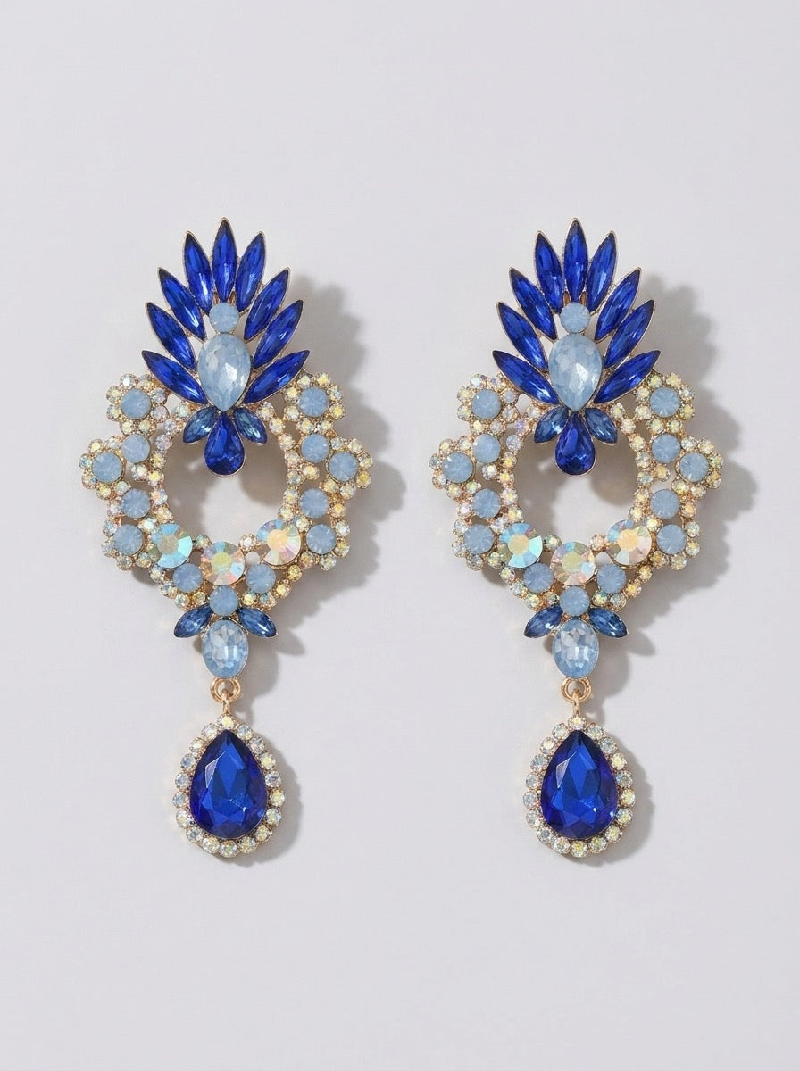 Cintia Crystal Teardrop Drop Earrings on model