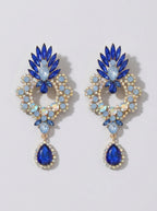 Cintia Crystal Teardrop Drop Earrings on model