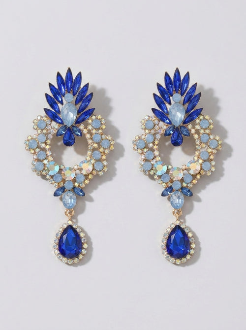 Cintia Crystal Teardrop Drop Earrings on model