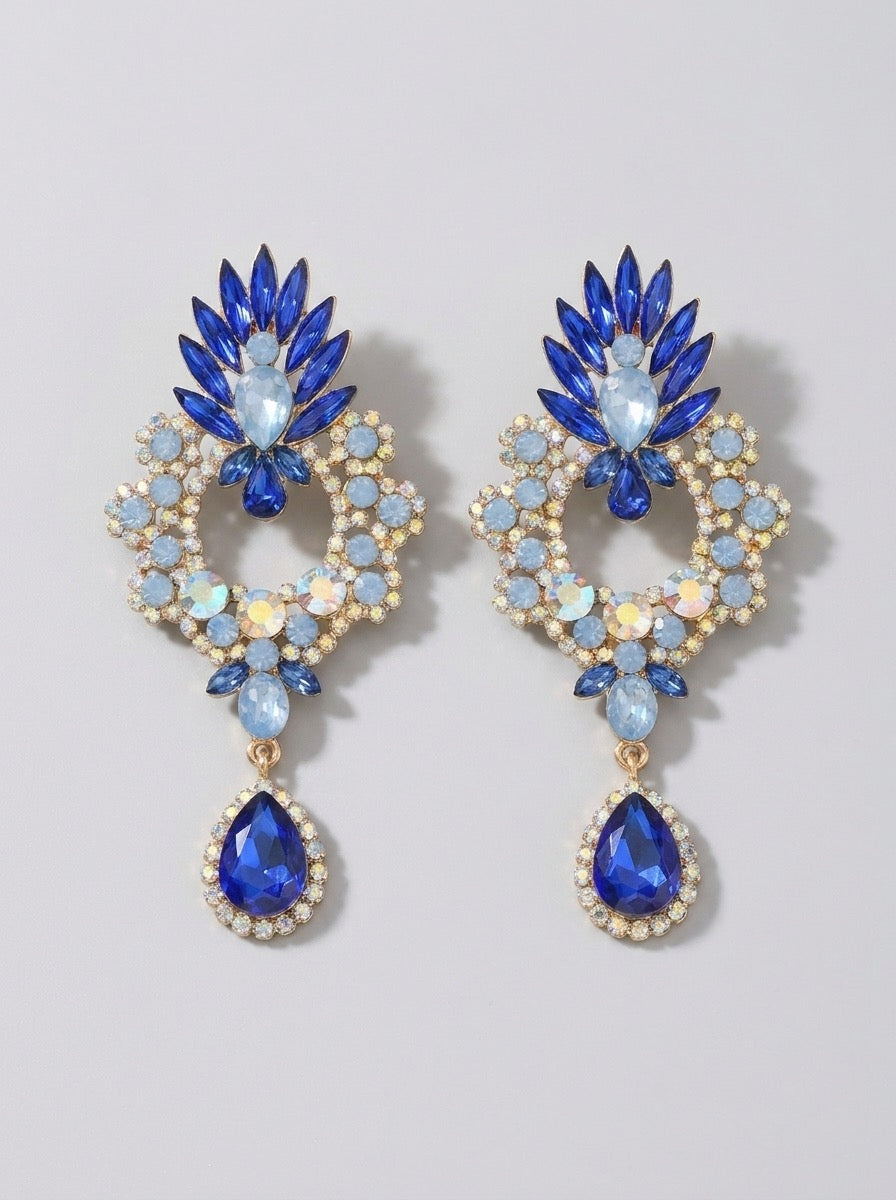 Cintia Crystal Teardrop Drop Earrings on model