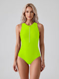Cleo Zip-Front Swimsuit on model