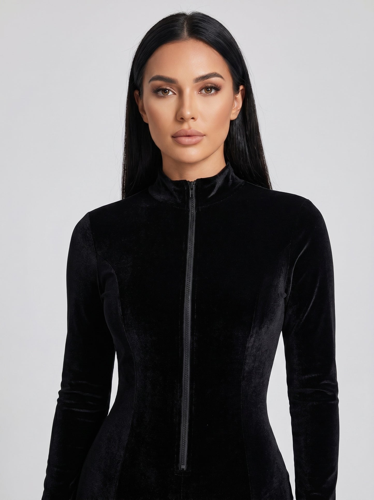 Cosima Velvet Catsuit Jumpsuit on model