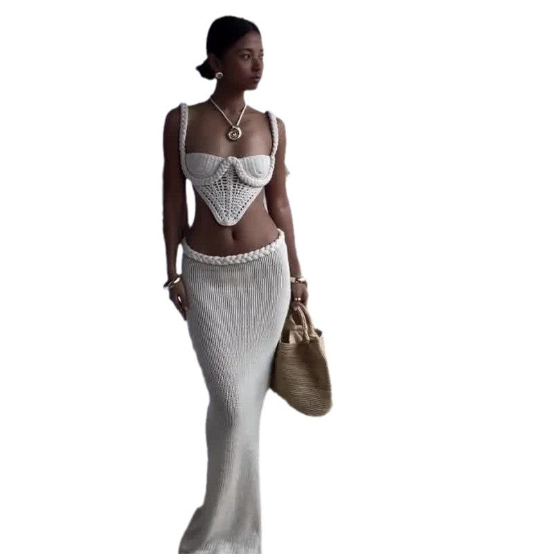 Capria Crochet Bustier Co-Ord Set