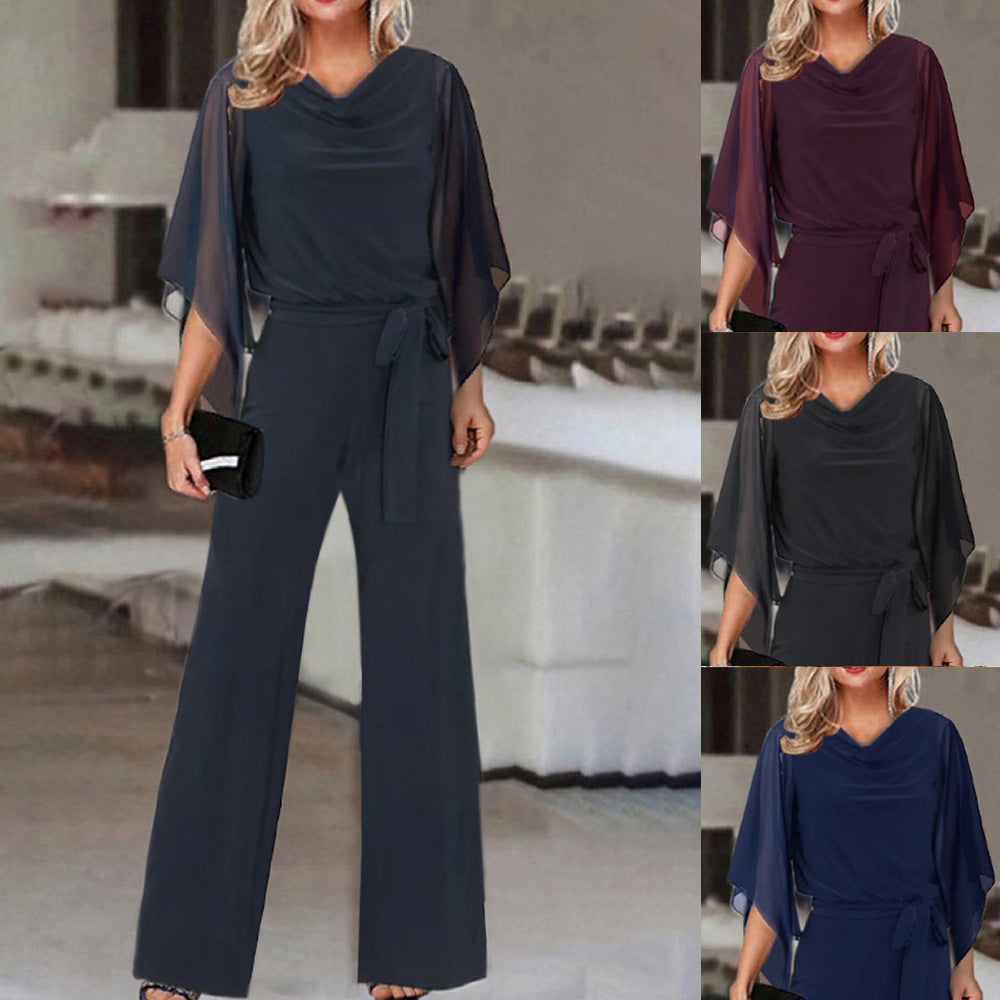 Ippolita Chiffon-Sleeve Wide-Leg Jumpsuit