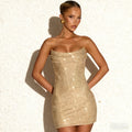 Ondella Sequin Strapless Bandeau Bodycon Mini Dress