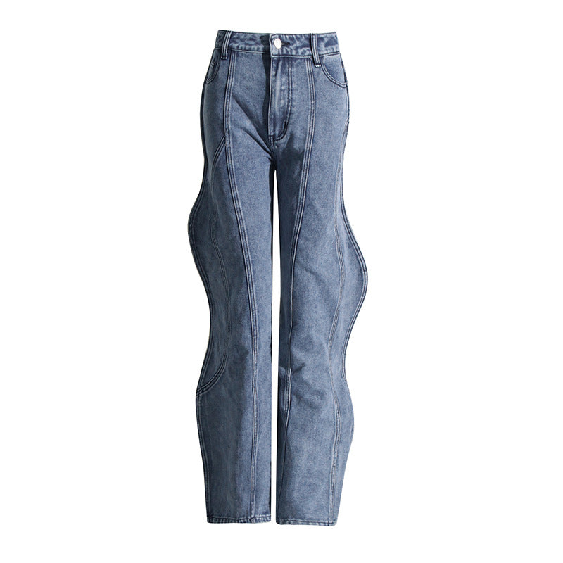 Santina High Waist Asymmetric Wide Leg Jeans