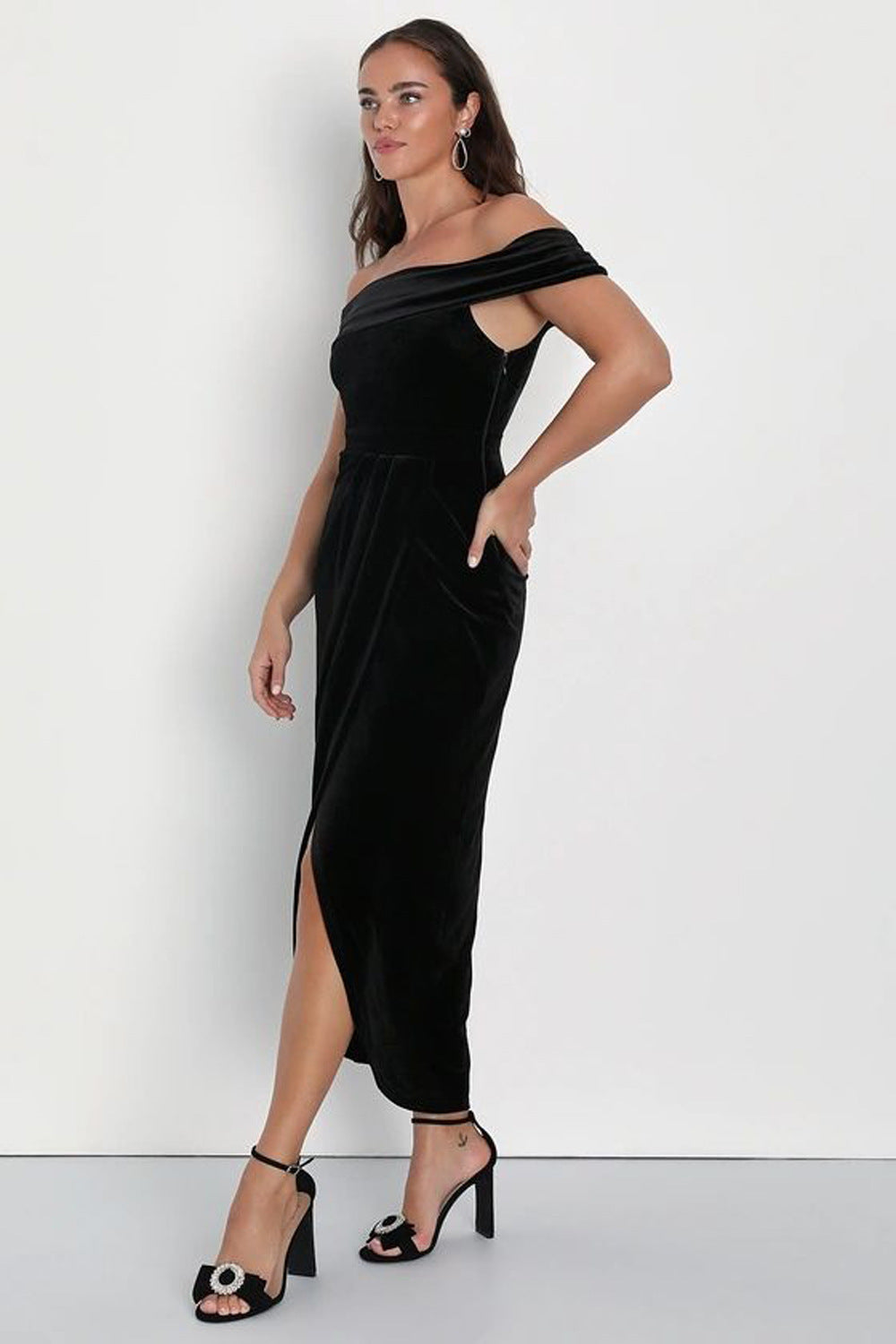 Severa velvet off-shoulder dress
