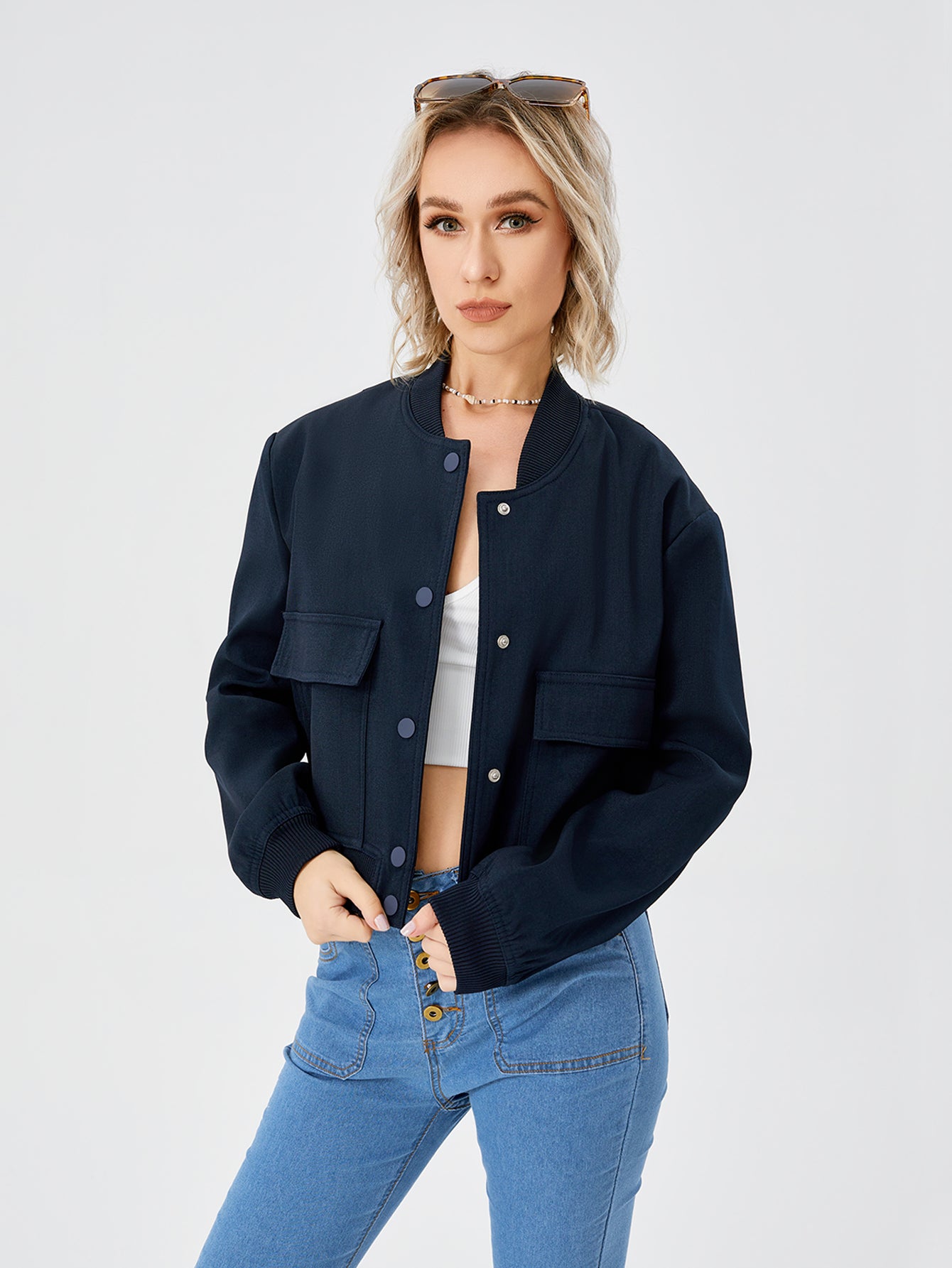 Edvige Cropped Varsity Bomber Jacket