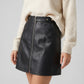 Dafne Faux Leather Mini Skirt on model
