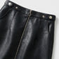 Dafne Faux Leather Mini Skirt on model
