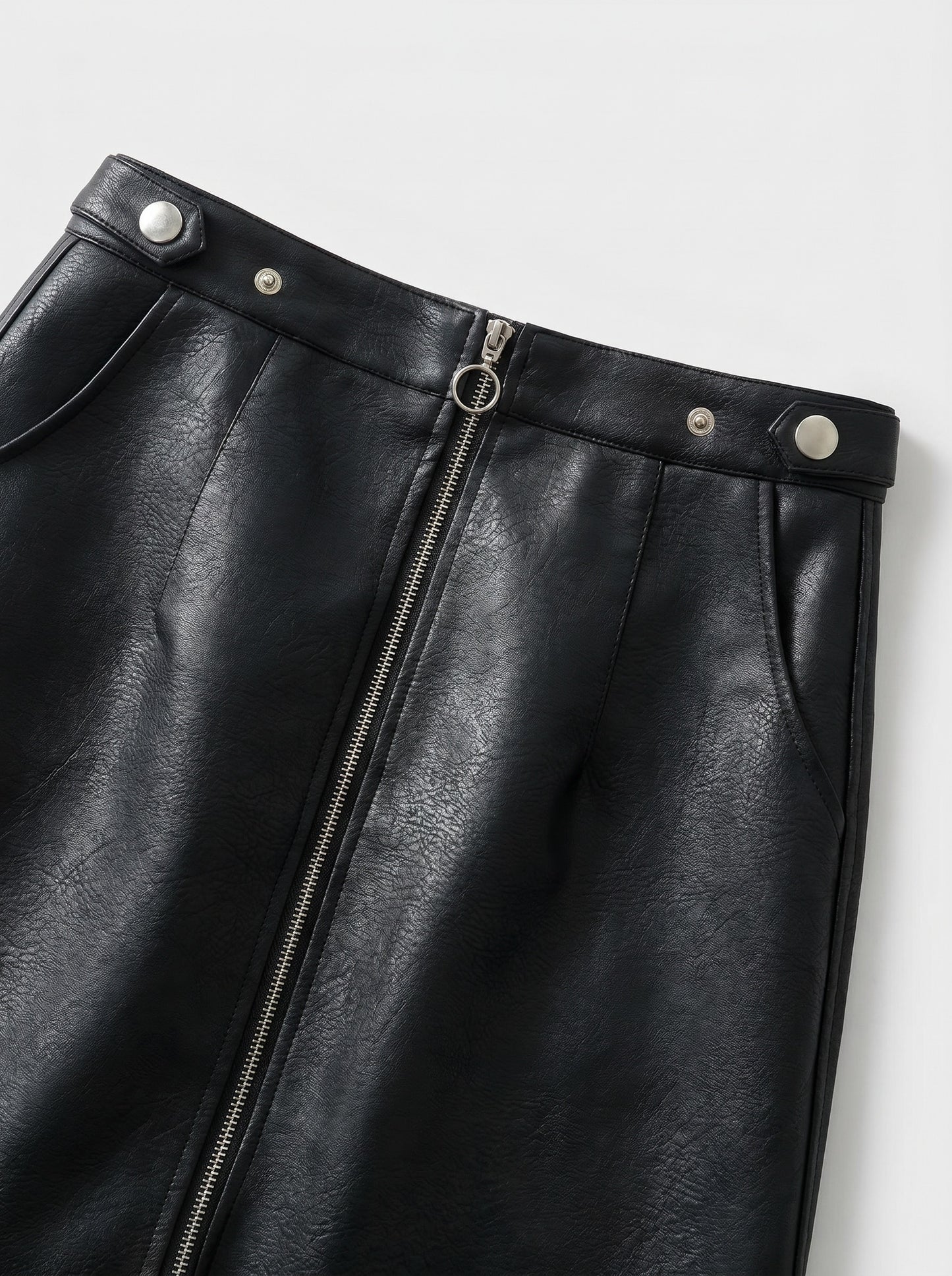 Dafne Faux Leather Mini Skirt on model
