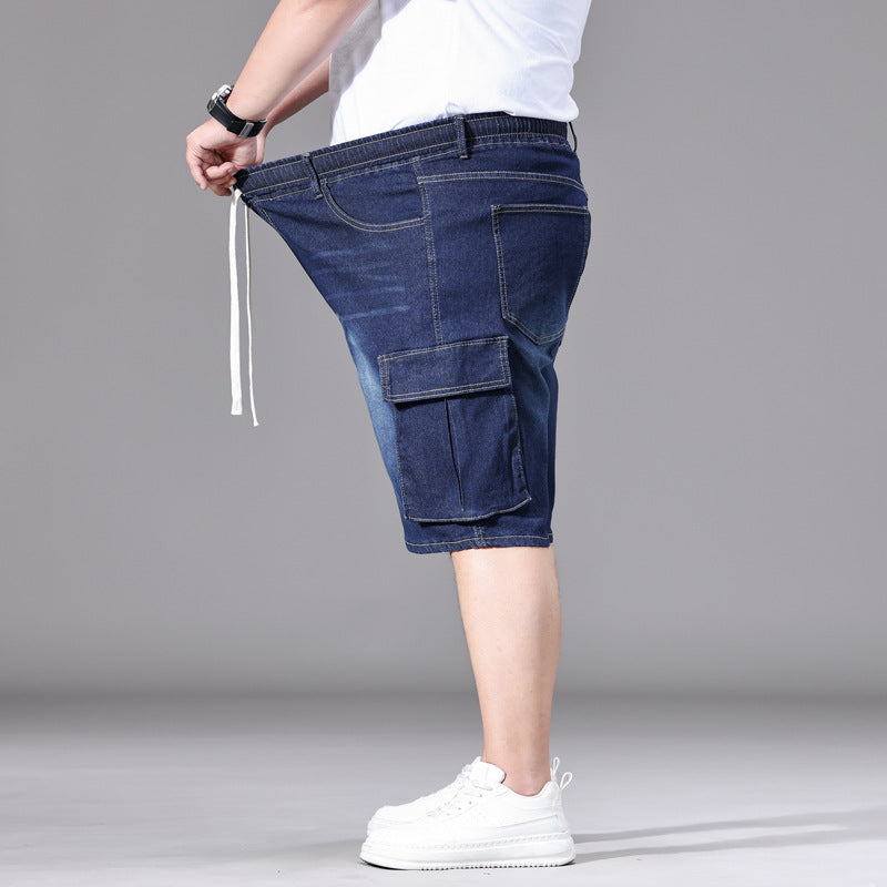 Vincenza Elastic-Cord Cargo Denim Shorts