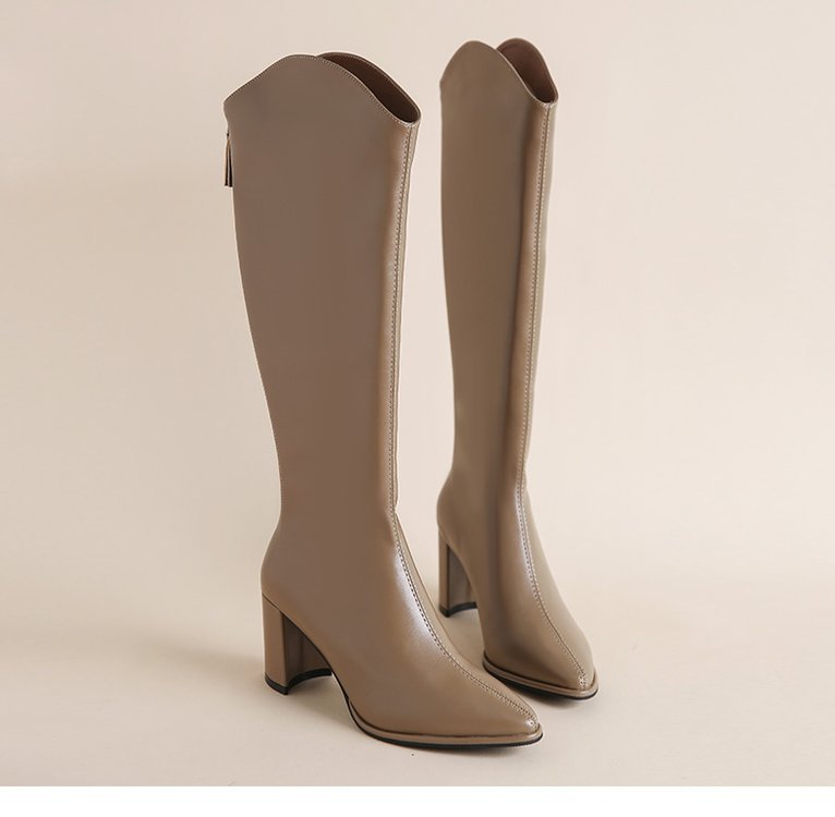 Rosalinda Pointed-Toe Knee-High Heeled Boots