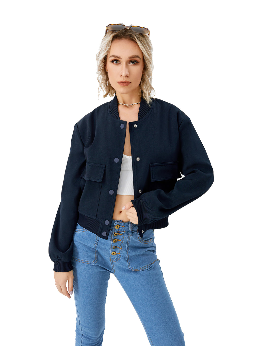 Edvige Cropped Varsity Bomber Jacket