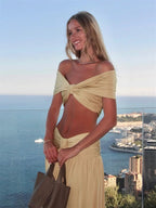 Bettina Twist Bandeau Crop Top and Maxi Skirt Two-Piece Set