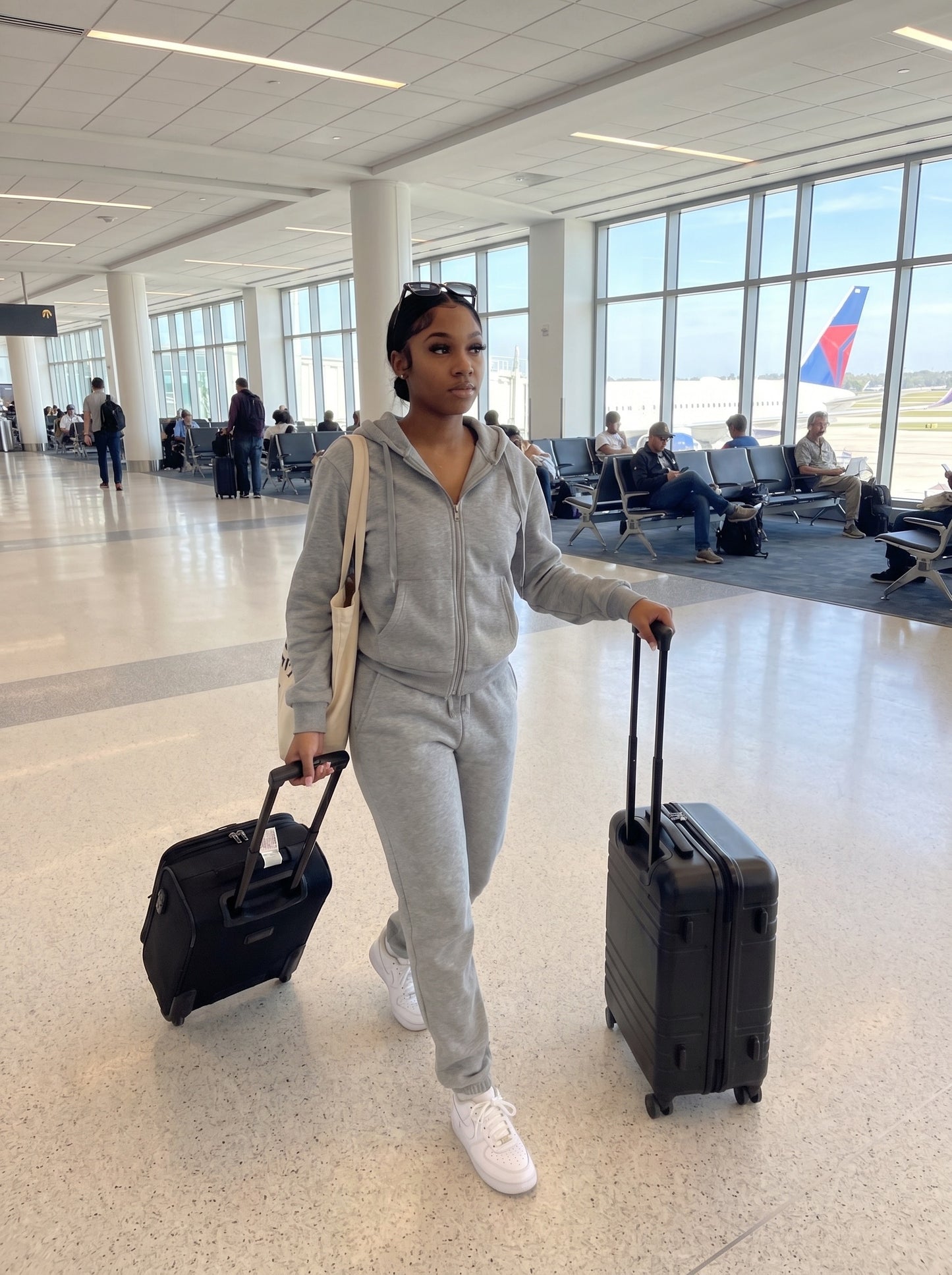 Delfina Hoodie Lounge Set on model