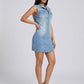 Demi Denim Button Dress on model