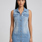 Demi Denim Button Dress on model