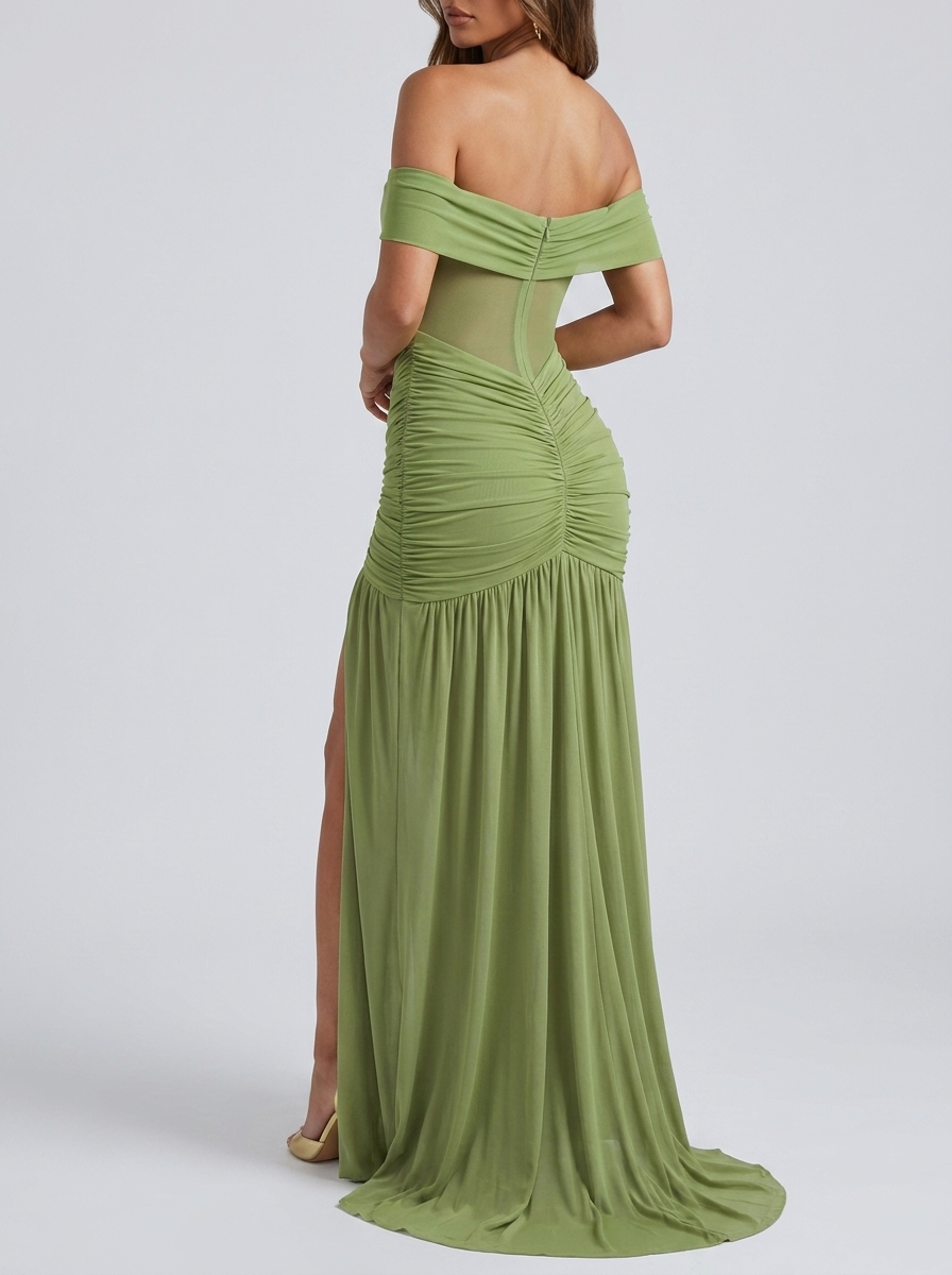 Diana Off-Shoulder Mesh Maxi Dress on model
