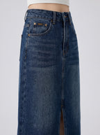 Donata Denim Midi Skirt on model