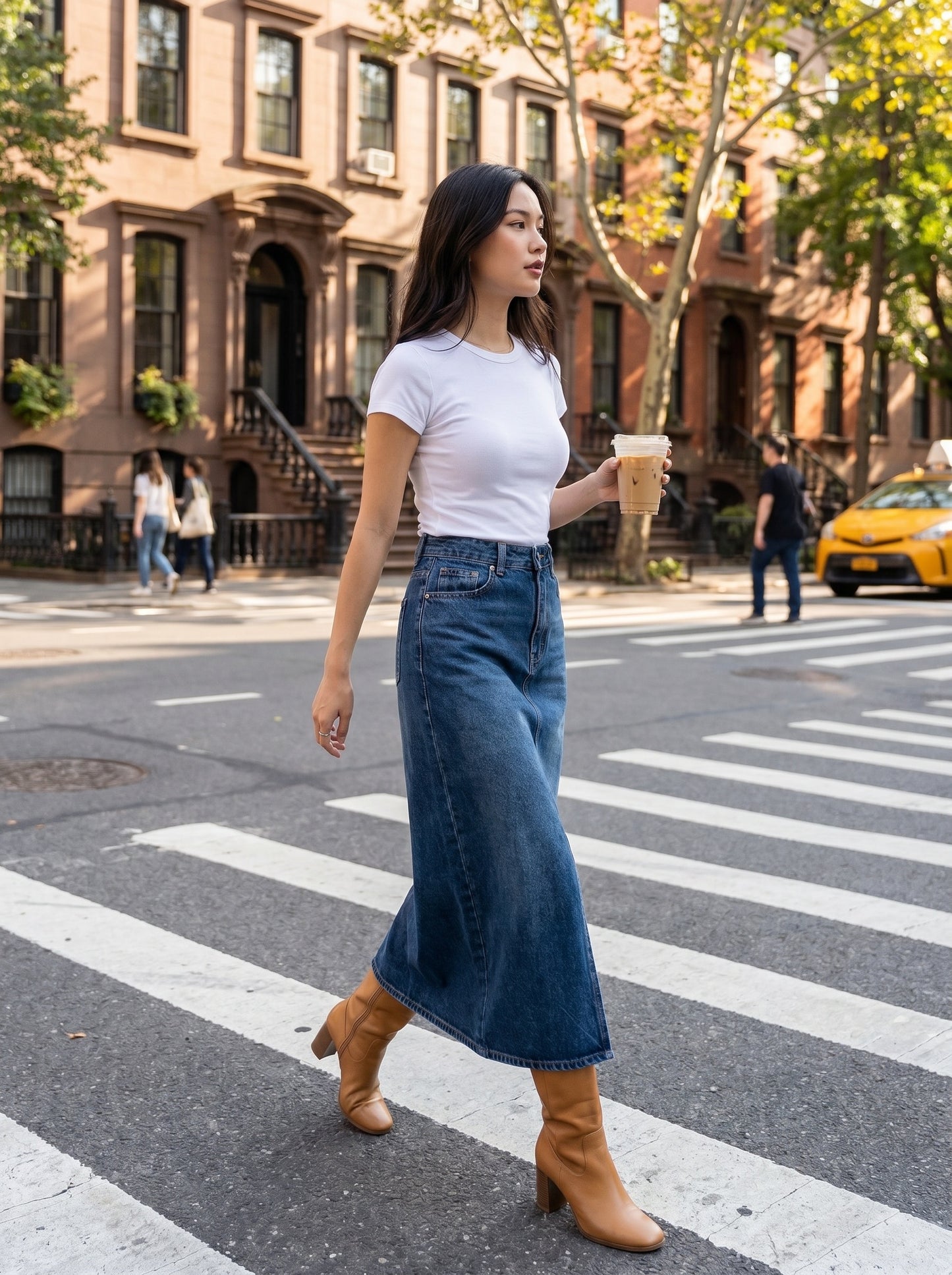 Donata Denim Midi Skirt on model
