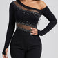 Drusilla Rhinestone Mesh Top on model
