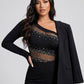 Drusilla Rhinestone Mesh Top on model