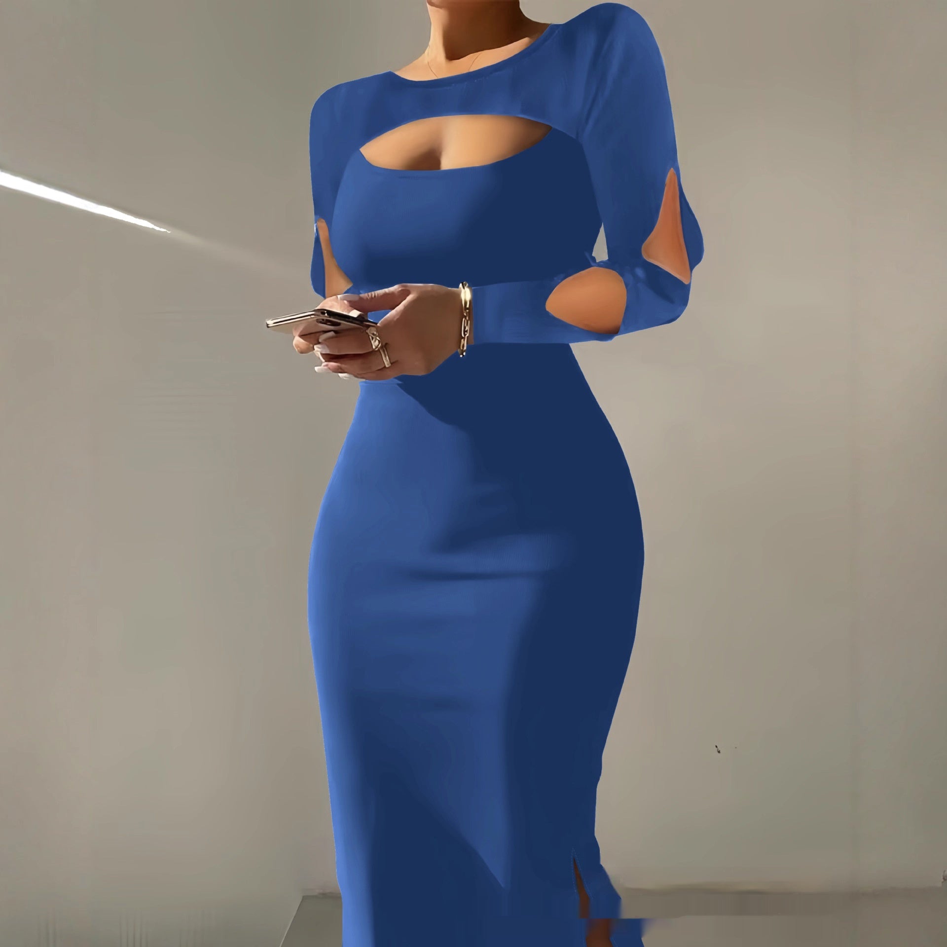 Mietta Cutout-Sleeve Bodycon Midi Dress