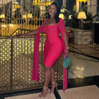 Rossana Cape Sleeve Bodycon Dress — Oli Amore