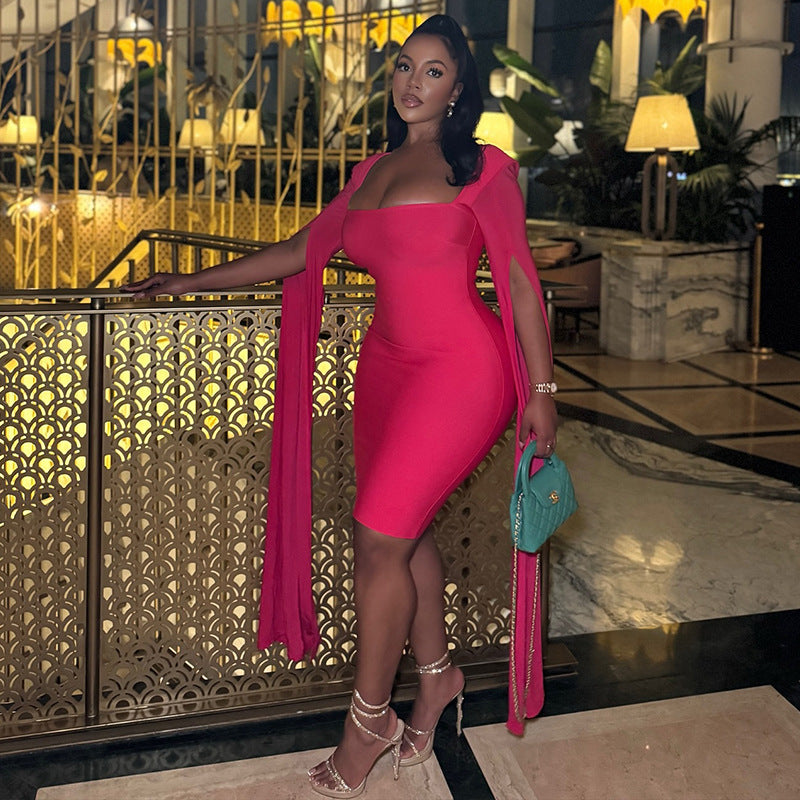 Rossana Cape Sleeve Bodycon Dress