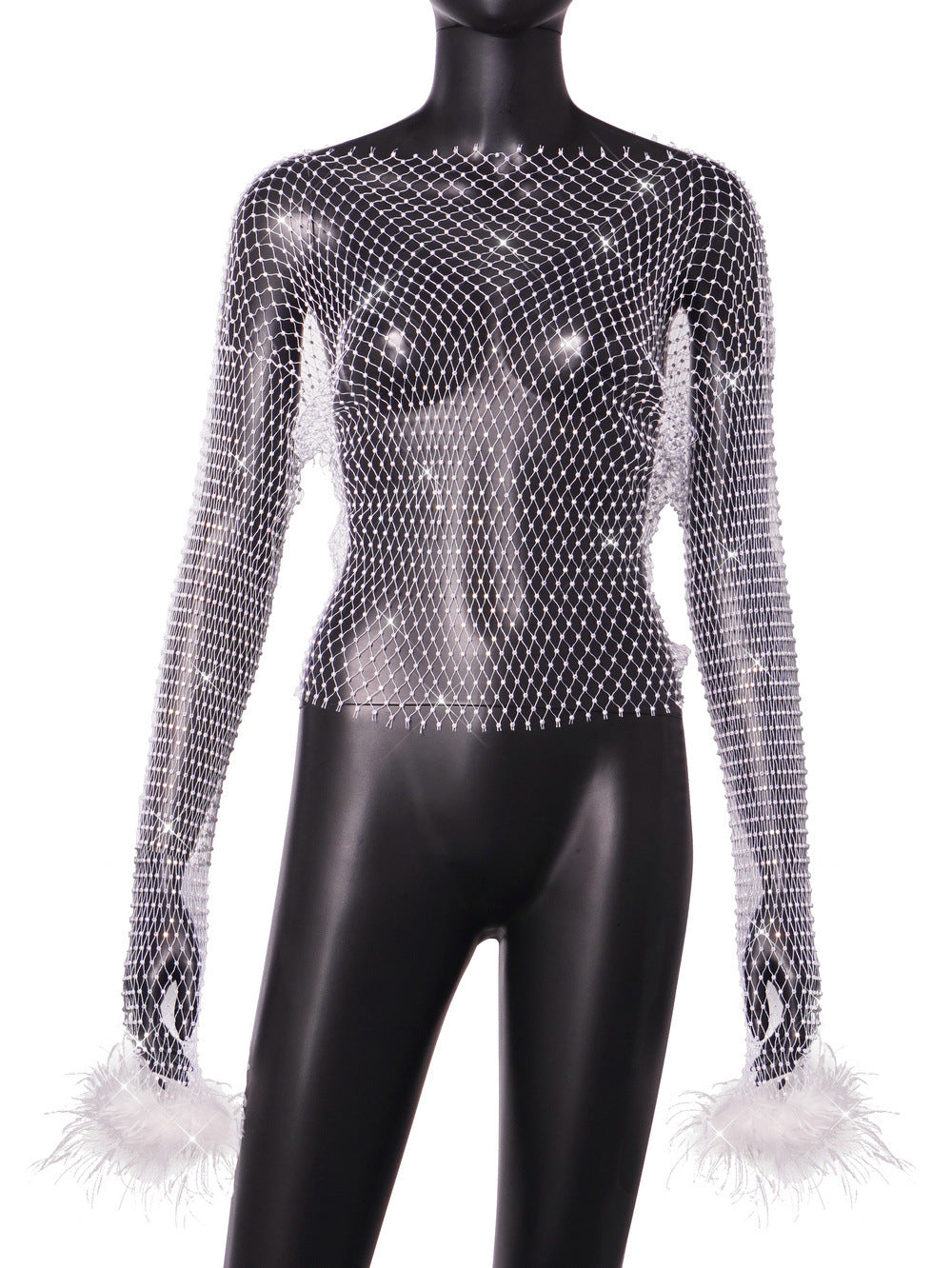 Floriana Rhinestone Mesh Top