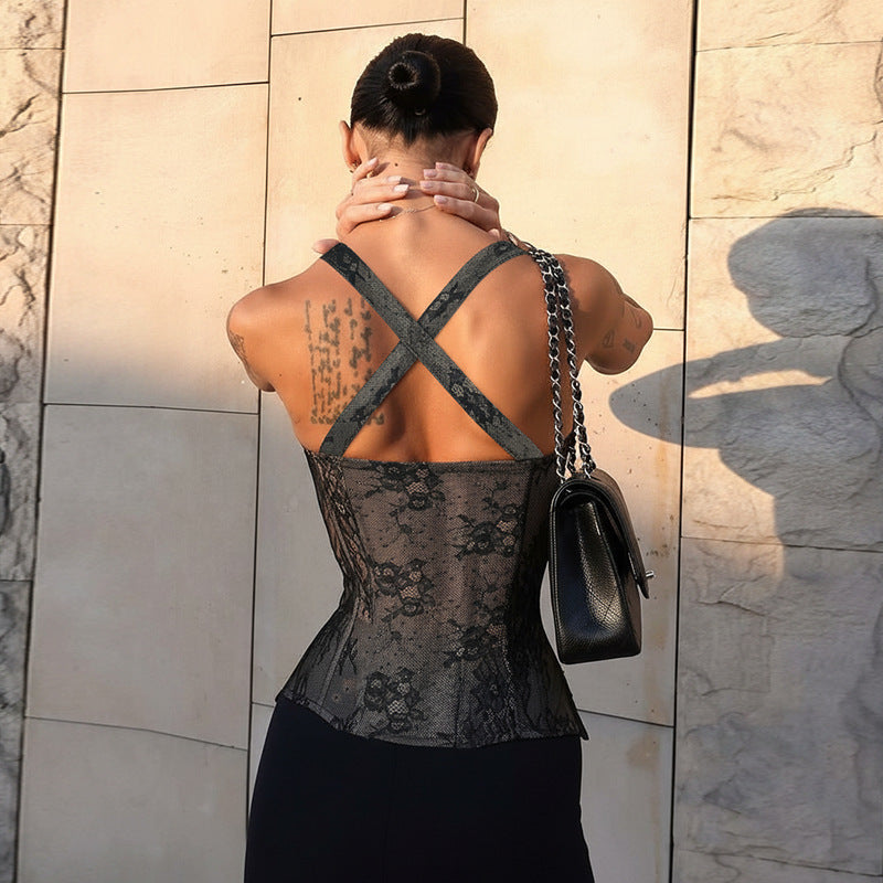 Patrizia Floral Lace Corset Bustier Top