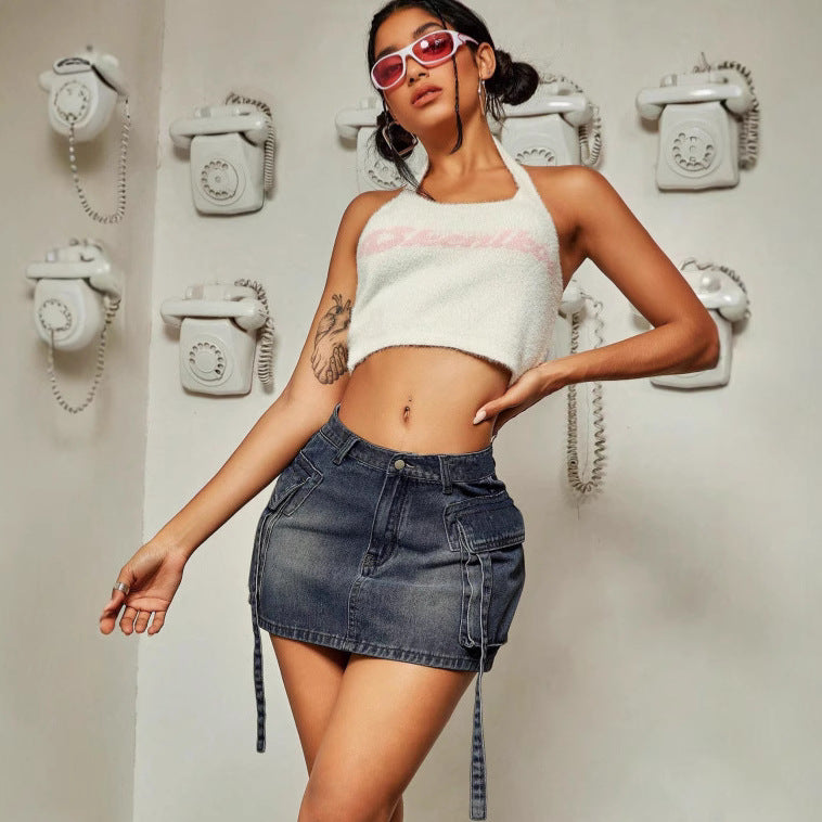 Romina Cargo Denim Mini Skirt
