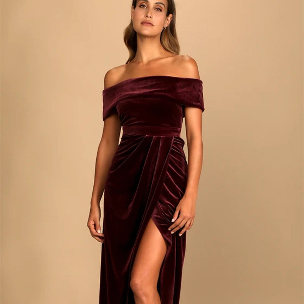 Severa velvet off-shoulder dress