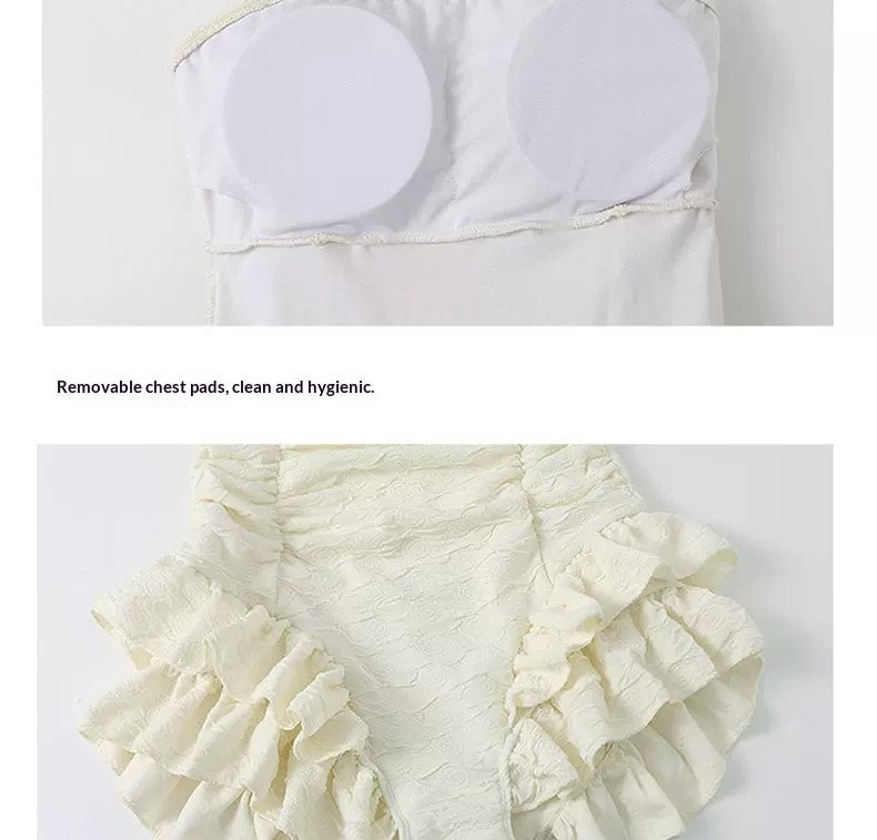 Ninfea swim dress removable chest pads and ruffle hem