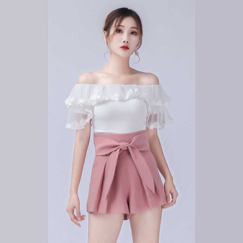 Nilde High-Waist Bow-Belt Tailored Shorts