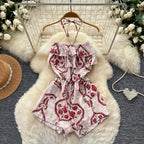 Melania Halter Ruffle Print Romper