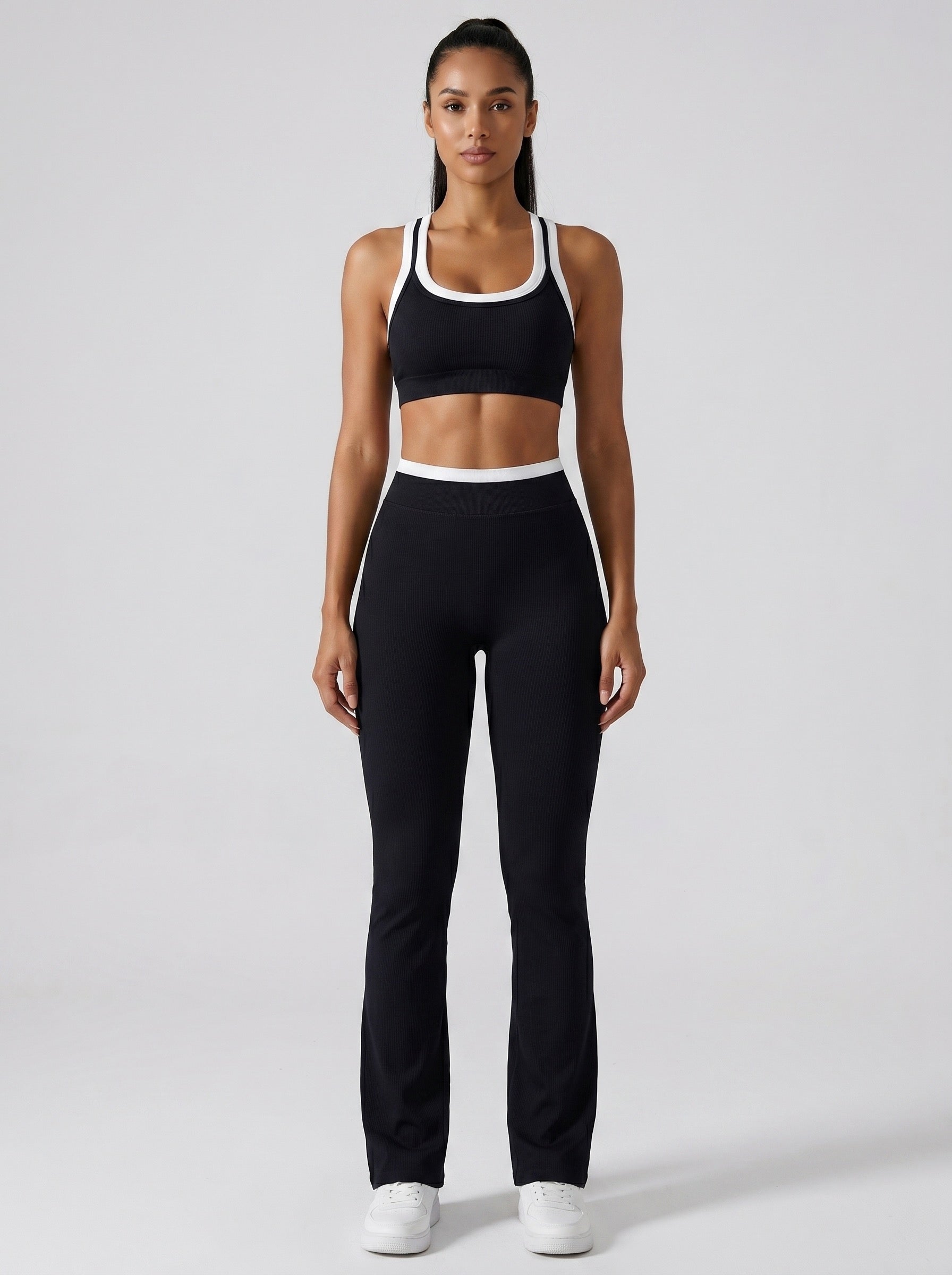 Elena Contrast Ribbed Active Set on model
