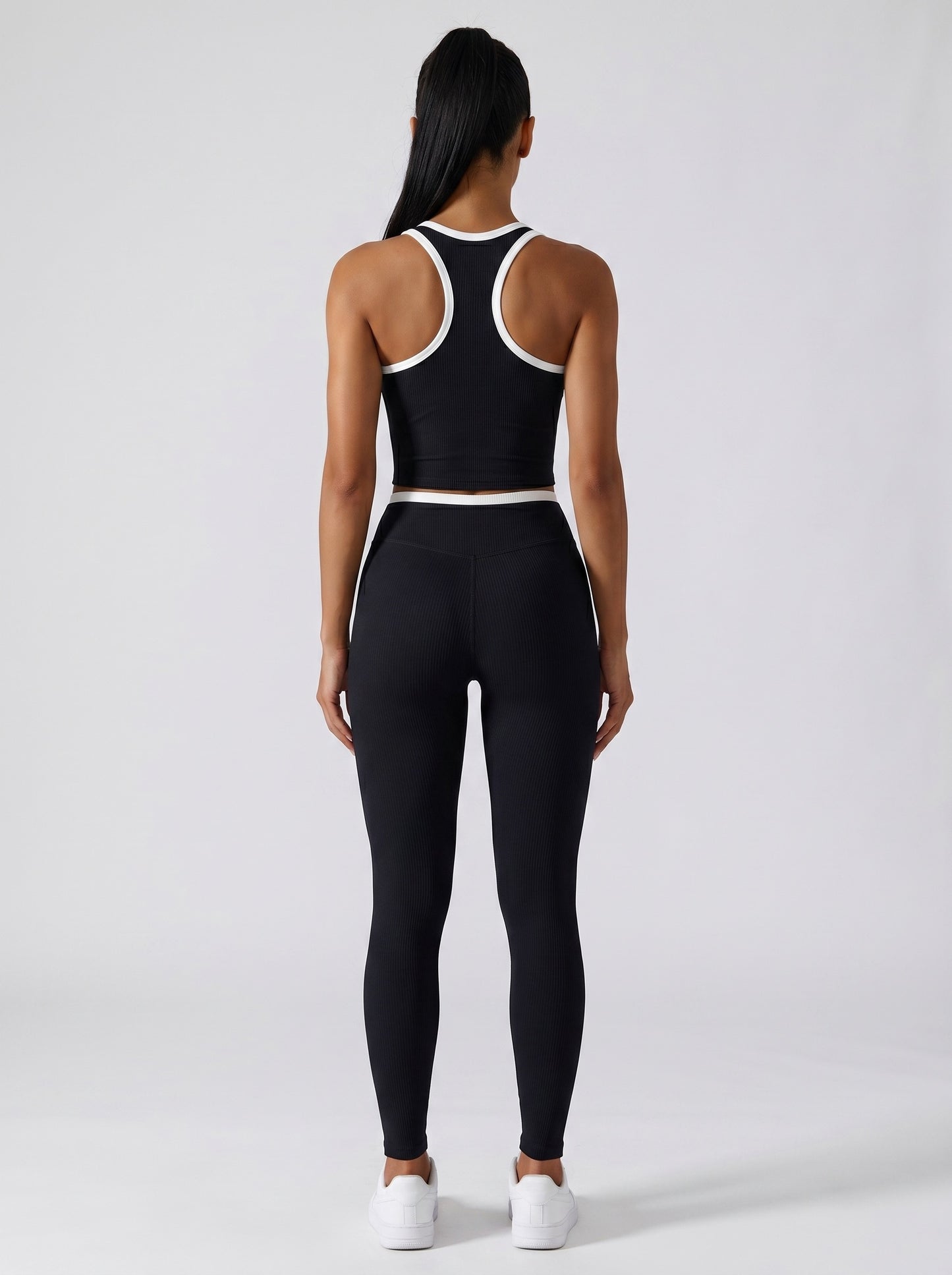 Elena Contrast Ribbed Active Set on model