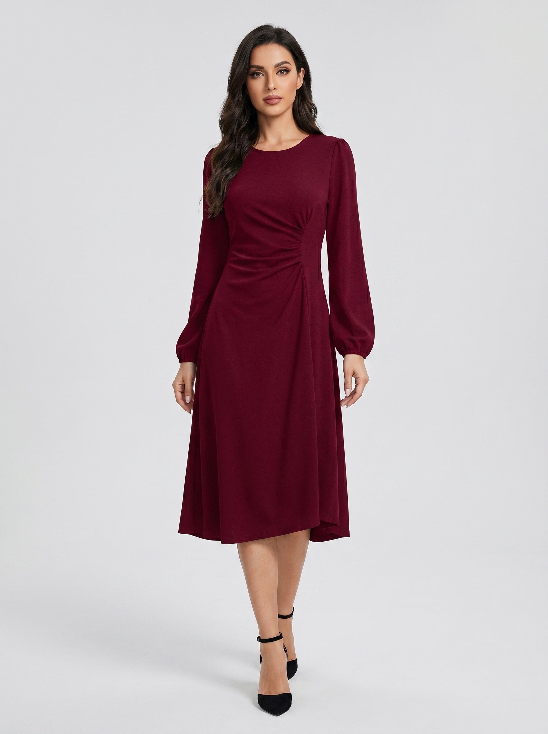 Eleonora Ruched Midi Dress on model