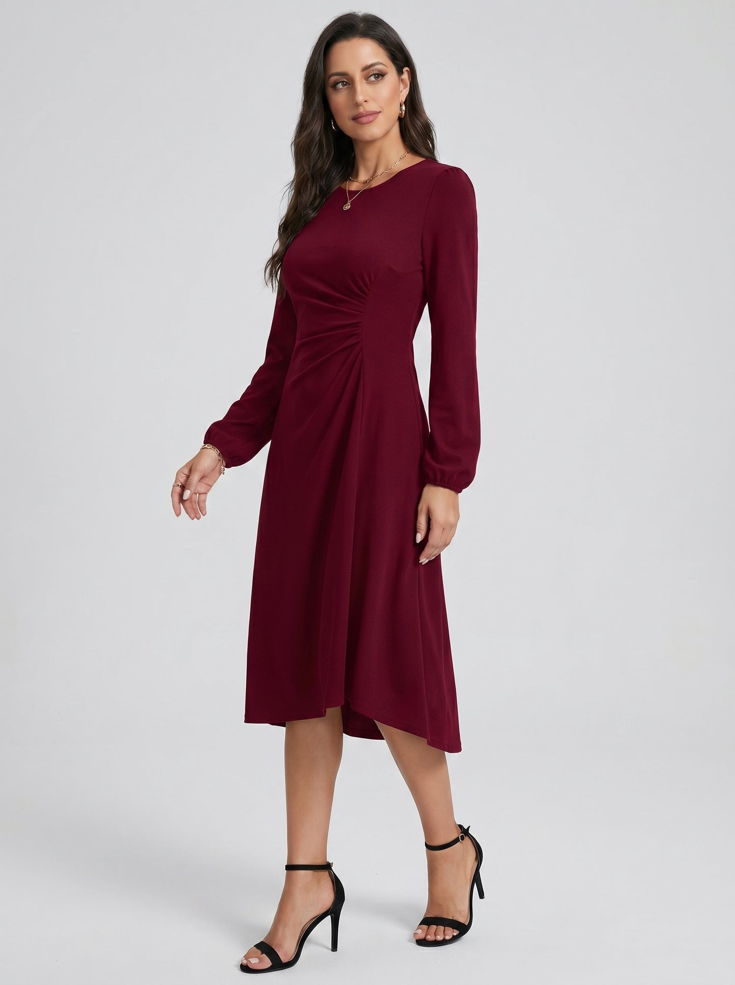 Eleonora Ruched Midi Dress on model
