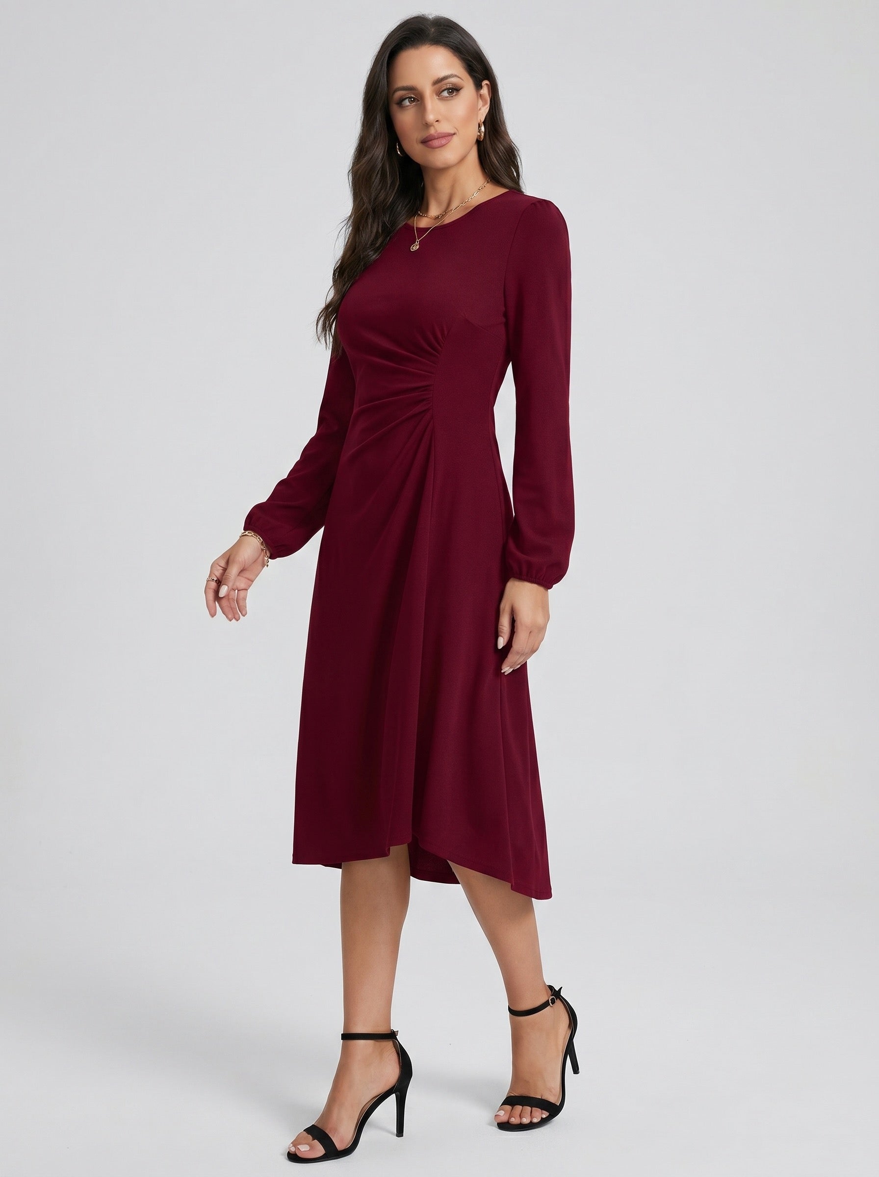 Eleonora Ruched Midi Dress on model