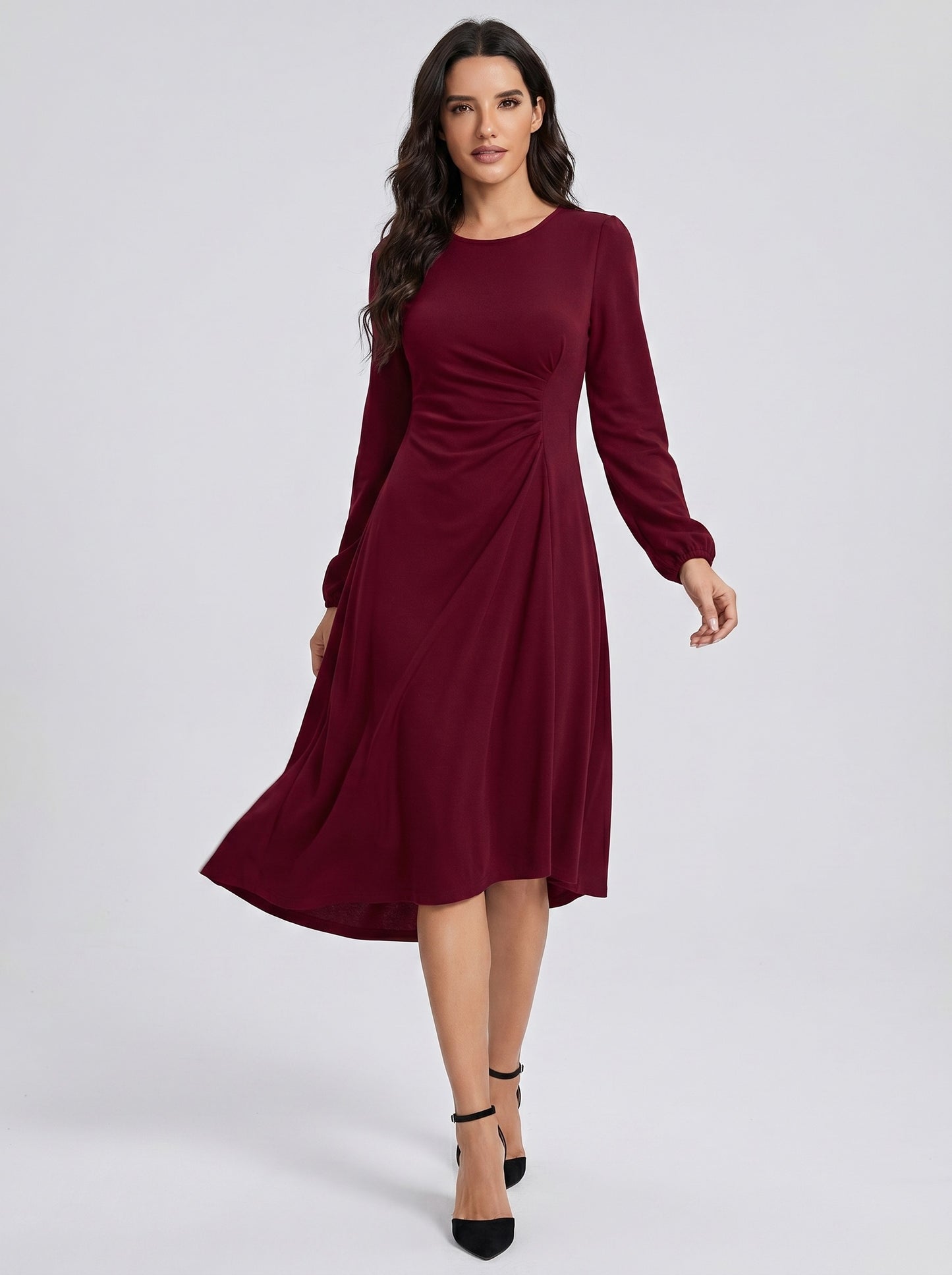 Eleonora Ruched Midi Dress on model
